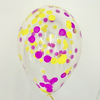 Кулька з конфетті малинові та жовті кружечки 47896 фото