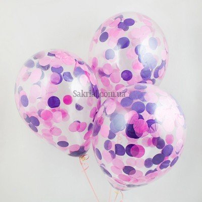 Кулька з конфетті рожевий, фіолетовий 1327 фото