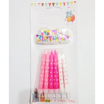 Свічки для торта "Happy Birthday" рожевий мікс 2746 фото