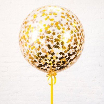 Велика Кулька з конфетті (золоті зірки) 1300 фото