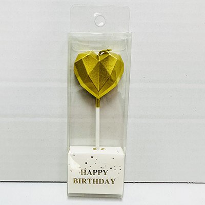Свічка для торта "серце" хром золоте 3199 фото
