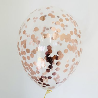 Кулька з конфетті кружечки рожеве золото великі 3676 фото