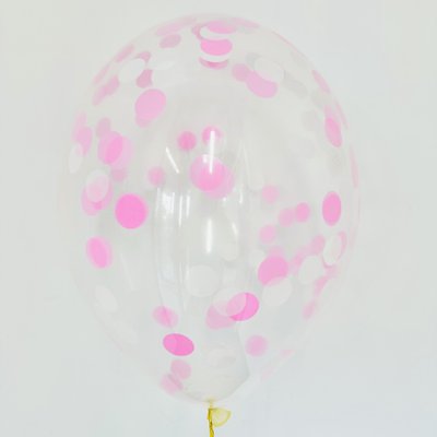 Кулька з конфетті рожеві та білі кружечки 3675 фото