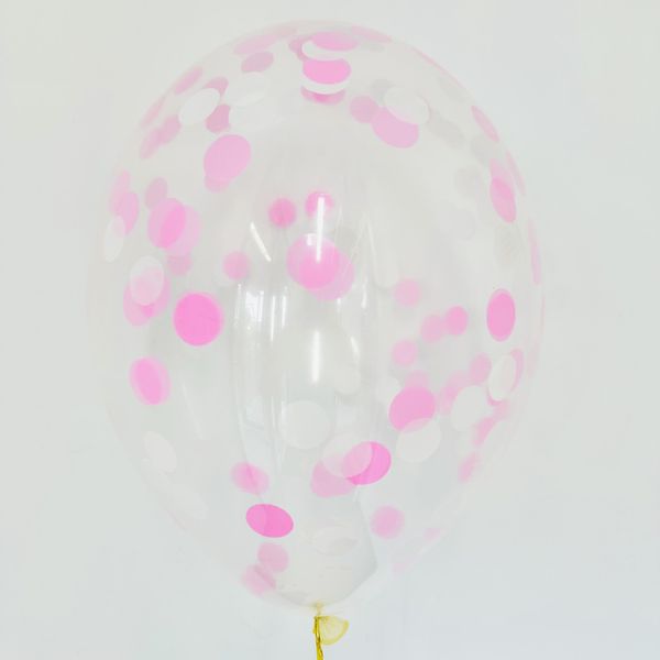 Кулька з конфетті рожеві та білі кружечки 3675 фото