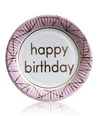 Тарілки паперові Happy Birthday рожеві 10 шт/уп 2908 фото