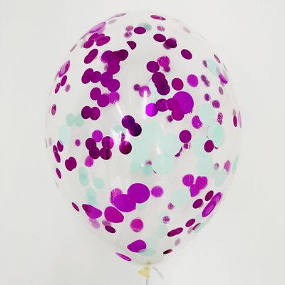 Кулька з конфетті малинові та м'ятні кружечки 3673 фото