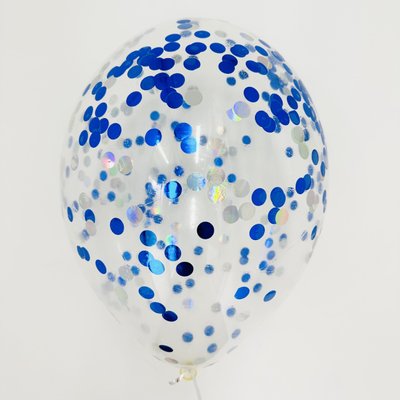 Кулька з конфетті сині та срібні голографічні кружечки голографічні маленькі 3672 фото