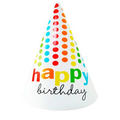 Колпачок Happy Birthday разноцветные кружочки 3320 фото
