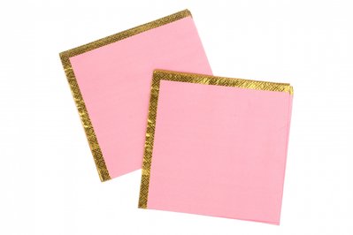 Салфетки ярко розовые с золотом 153481 фото
