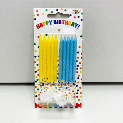 Свічки для торта "Жовто - блакитні з підставками" 2978 фото