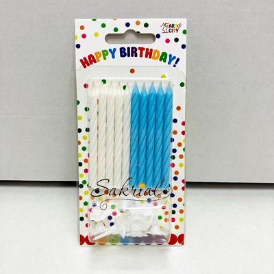 Свічки для торта "Біло - блакитні з підставками" 2280 фото