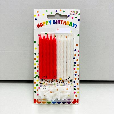 Свічки для торта "Червоно - білі з підставками" 2276 фото