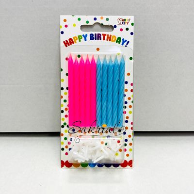 Свічки для торта "Рожево - блакитні з підставками" 2275 фото