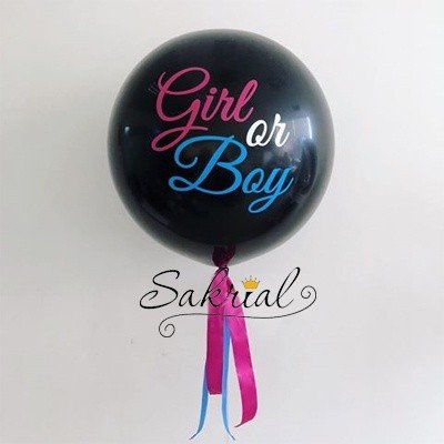 Большой черный шар Boy or Girl с конфетти 1264 фото