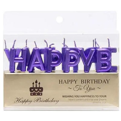 Свечи буквы на торт "Happy Birthday" Фиолетовые 3542 фото