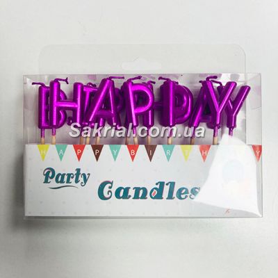Свічки для торта рожеві літери «Happy Birthday» 2238 фото