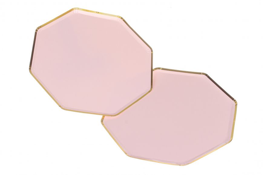 Тарелки розовые с золотом 153502 фото