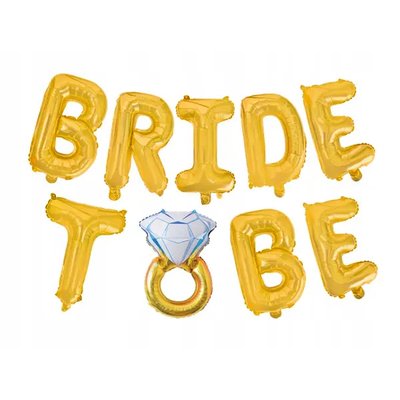 Шары Буквы Bride to be с кольцом золото 153527 фото