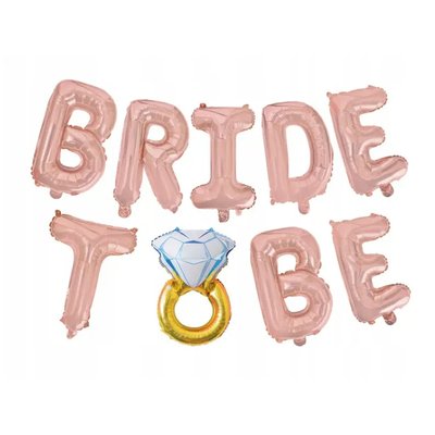 Шары Буквы Bride to be с кольцом розовое золото 153528 фото