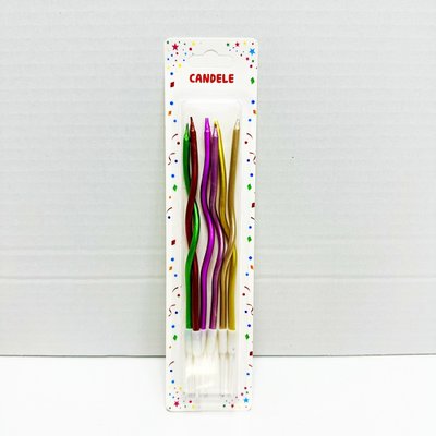 Свечи для торта "Спираль хром разноцветные" 3211 фото