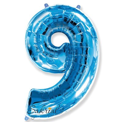 Фольгированная цифра «9» синяя 2010 фото