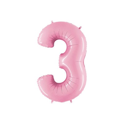 Фольгована цифра «3» рожева (66 см) 1996 фото