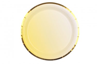 Тарелки желтые с золотом круглые 23 см 153509 фото