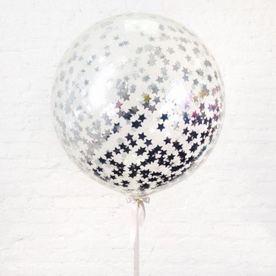 Большой шар с конфетти (серебряные звезды) 1299 фото