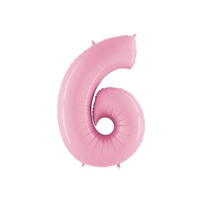 Фольгована цифра «6» рожева (66 см) 1990 фото