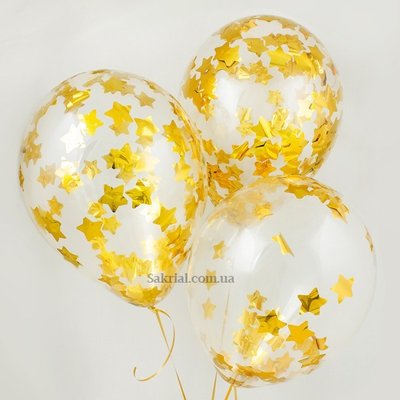 Кулька з конфетті золоті зірки 1314 фото