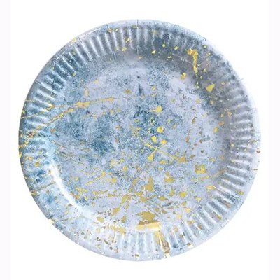Тарелки Голубой мрамор с золотом 3187 фото