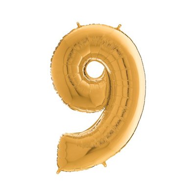 Фольгированная цифра «9» золото (66 см) 1938 фото